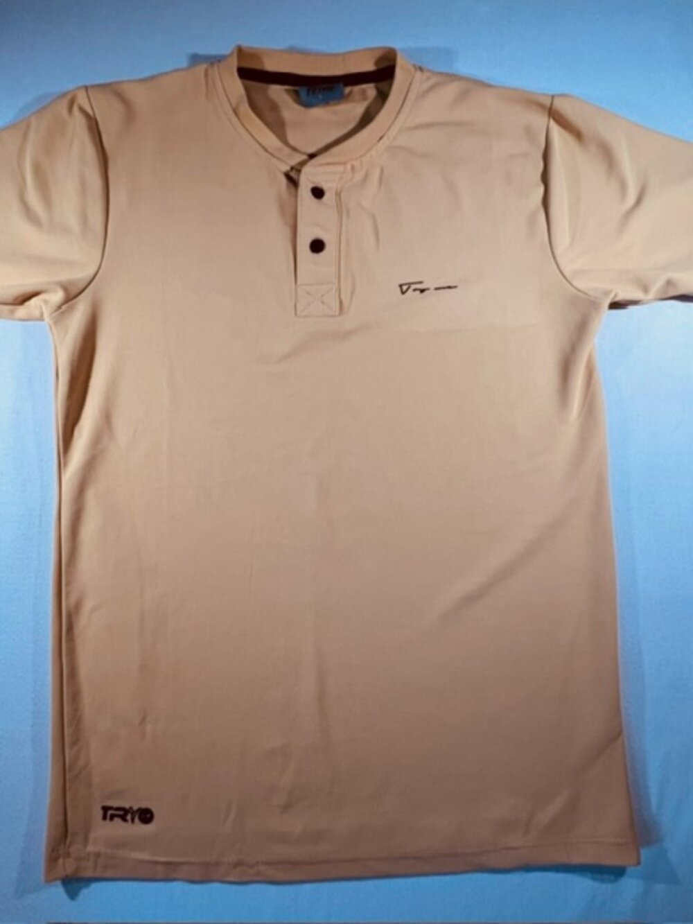 Try Me Men's Slim-Fit Short-Sleeve Henley Minimalist‎ Band Collar yellow/gold Lg